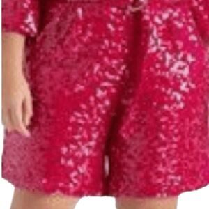 Eloquii size 24 plus size shorts belted vibrant red sequins.